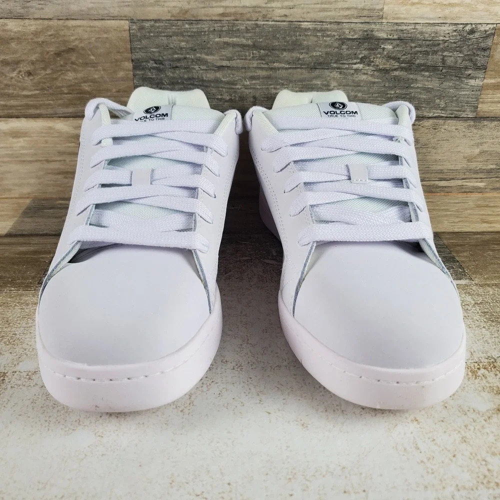 Volcom Stone Womens Work Shoes Sz 11.5 M White Black Leather Comp Toe Lace Up